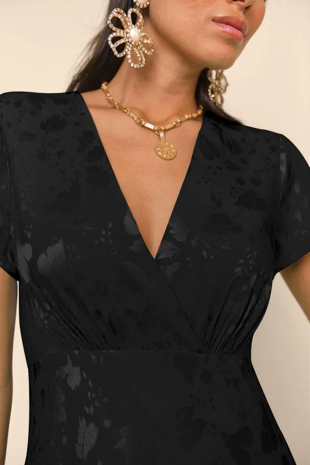 RIXO Dresses Clarissa Black Poppy Jacquard 8211 Women RIXO Dresses Clarissa Black Poppy Jacquard 8211 Women