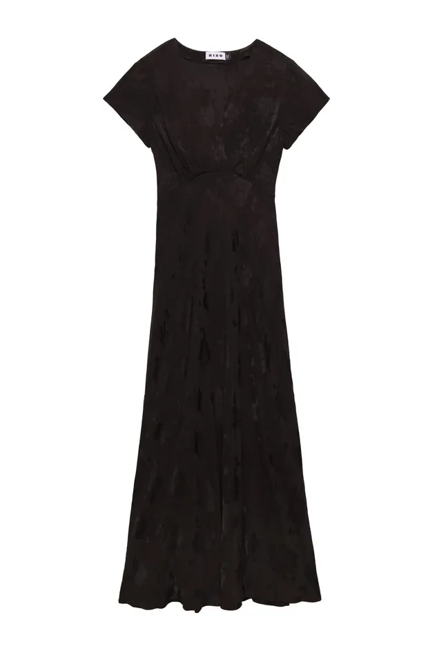 RIXO Dresses Clarissa Black Poppy Jacquard 8211 Women RIXO Dresses Clarissa Black Poppy Jacquard 8211 Women