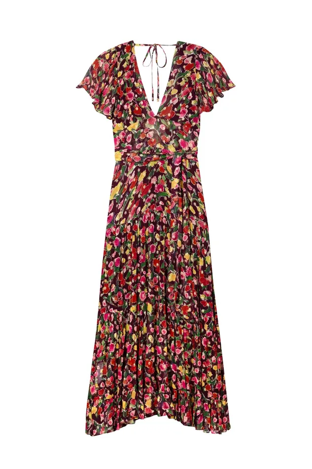 RIXO Dresses Delicia Fontainhas Floral Maroon 8211 Women