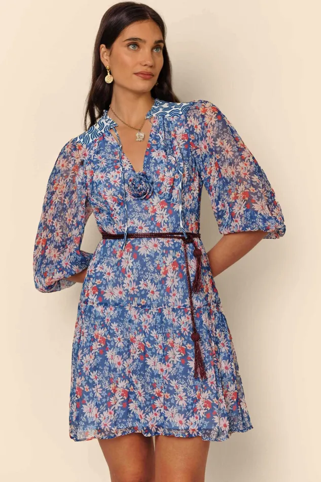 RIXO Dresses Devi Blue Daisy Trail Mix 8211 Women
