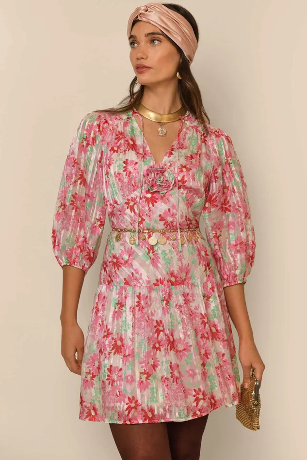 RIXO Dresses Devi Pink Daisy Trail 8211 Women