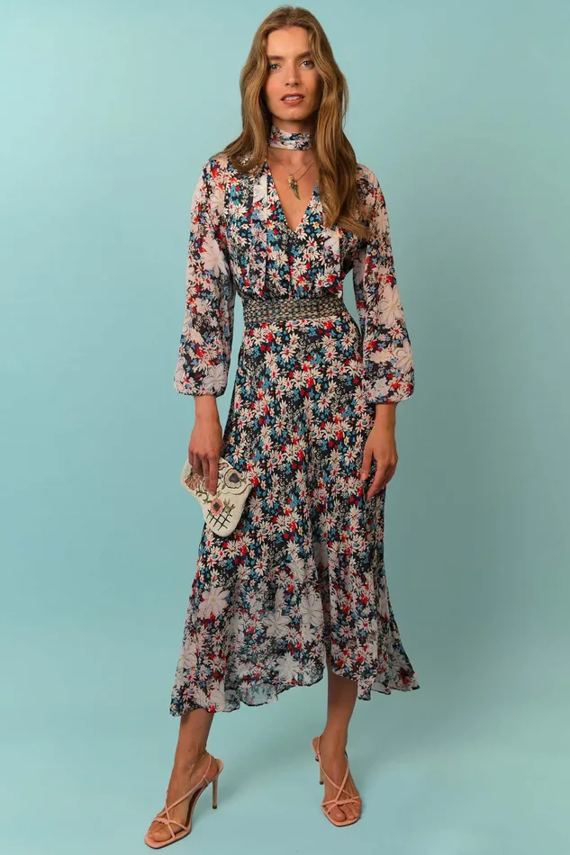 RIXO Dresses Diya Black Daisy Parade 8211 Women