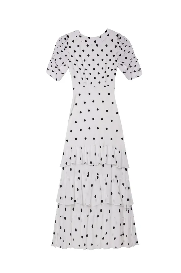 RIXO Dresses Evelyn Ivory Vintage Spot 8211 Women RIXO Dresses Evelyn Ivory Vintage Spot 8211 Women