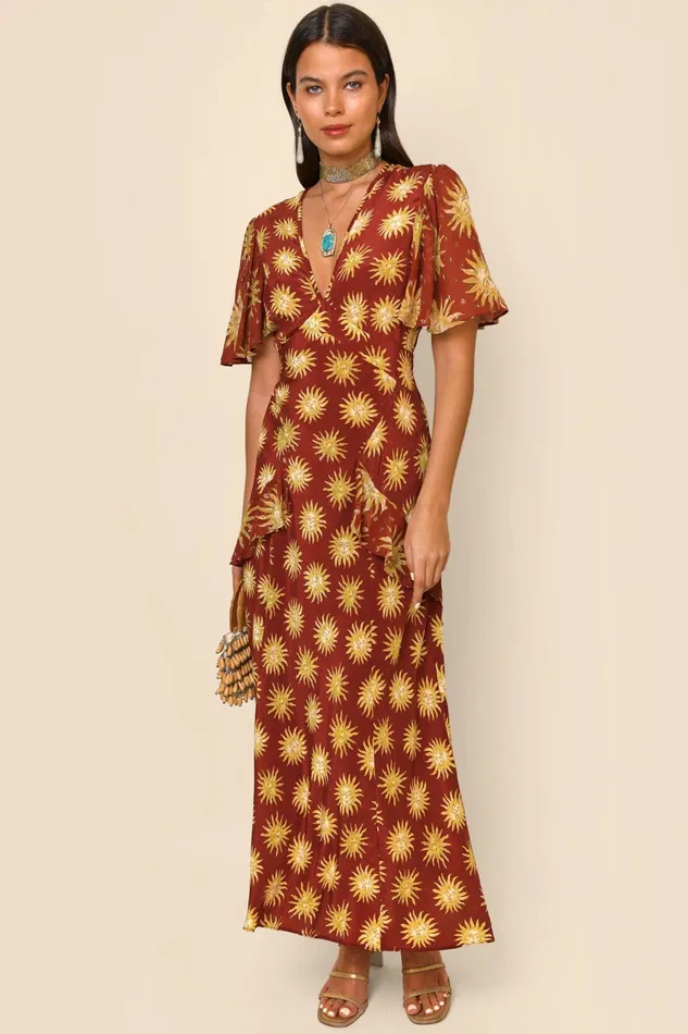 RIXO Dresses Evie Sunshine Ochre 8211 Women