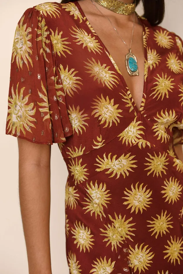 RIXO Dresses Evie Sunshine Ochre 8211 Women