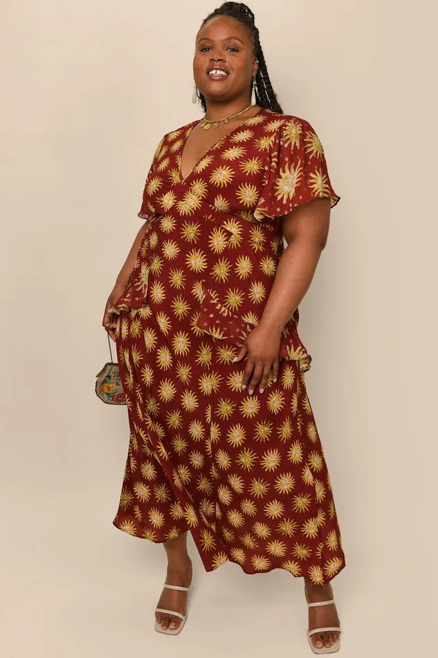 RIXO Dresses Evie Sunshine Ochre 8211 Women