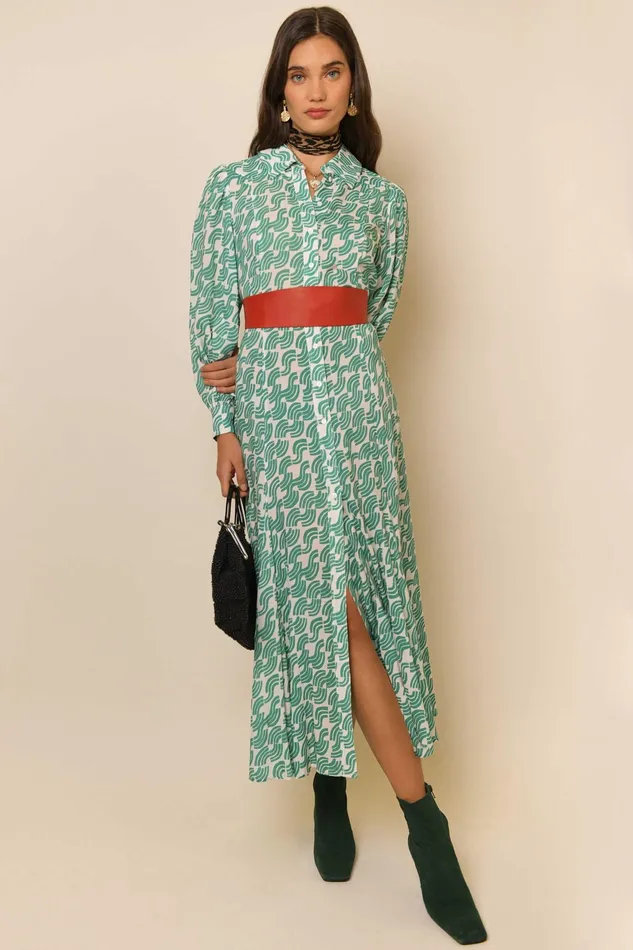 RIXO Dresses Georgina Green Abstract Wave 8211 Women