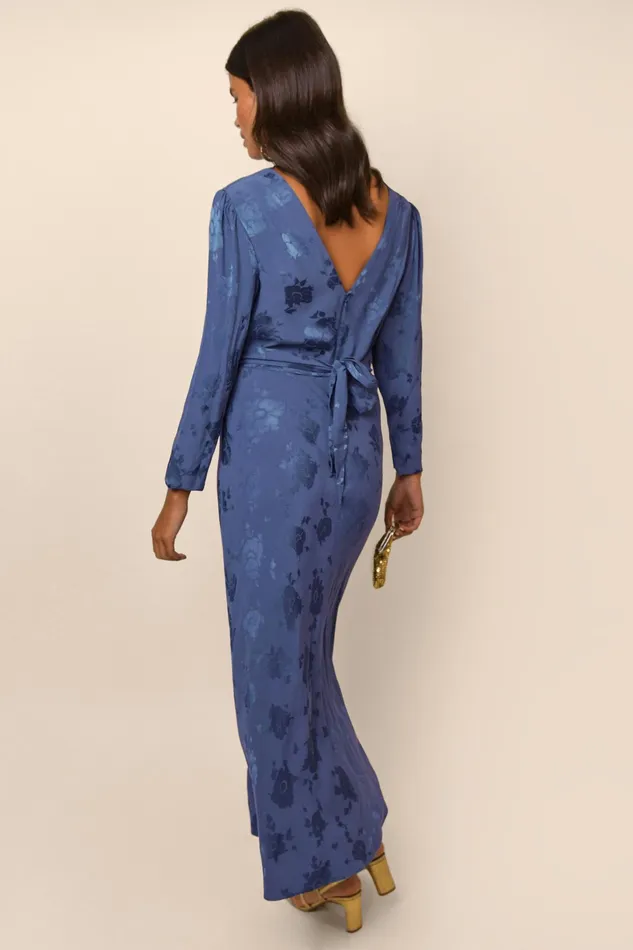 RIXO Dresses Ginger Steel Blue Poppy Jacquard 8211 Women RIXO Dresses Ginger Steel Blue Poppy Jacquard 8211 Women