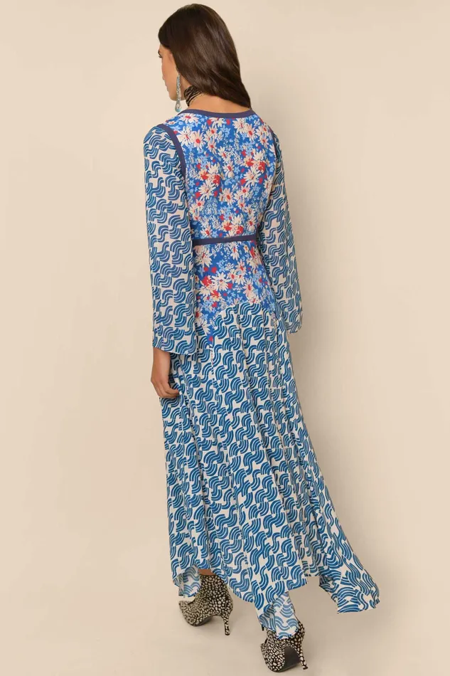 RIXO Dresses Harmony Blue Abstract Wave Mix 8211 Women RIXO Dresses Harmony Blue Abstract Wave Mix 8211 Women