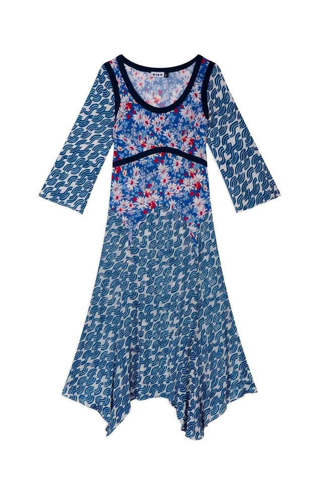 RIXO Dresses Harmony Blue Abstract Wave Mix 8211 Women RIXO Dresses Harmony Blue Abstract Wave Mix 8211 Women