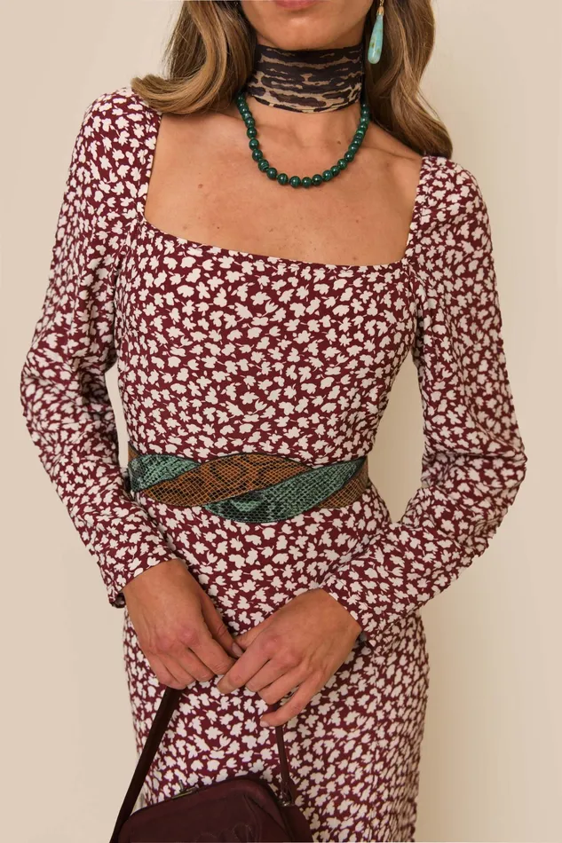 RIXO Dresses Hattie Burgundy Shadow Ditsy 8211 Women