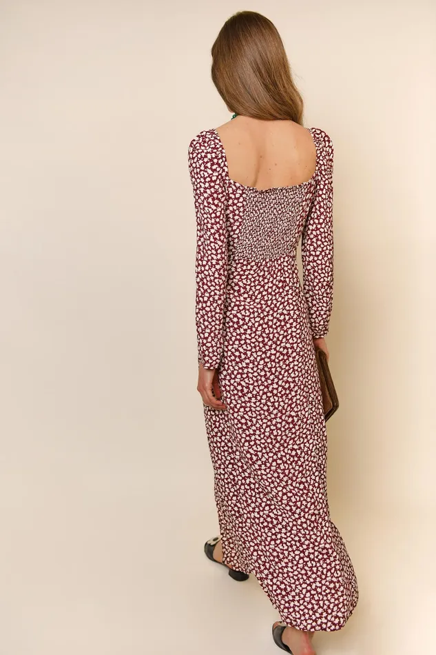 RIXO Dresses Hattie Burgundy Shadow Ditsy 8211 Women