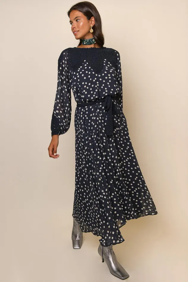 RIXO Dresses Irene Polka Dot Navy 8211 Women RIXO Dresses Irene Polka Dot Navy 8211 Women