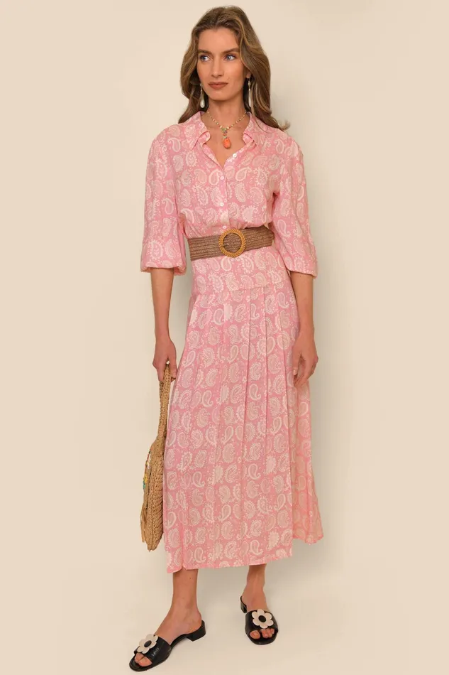 RIXO Dresses Izzy Paisley Stamp Pink 8211 Women