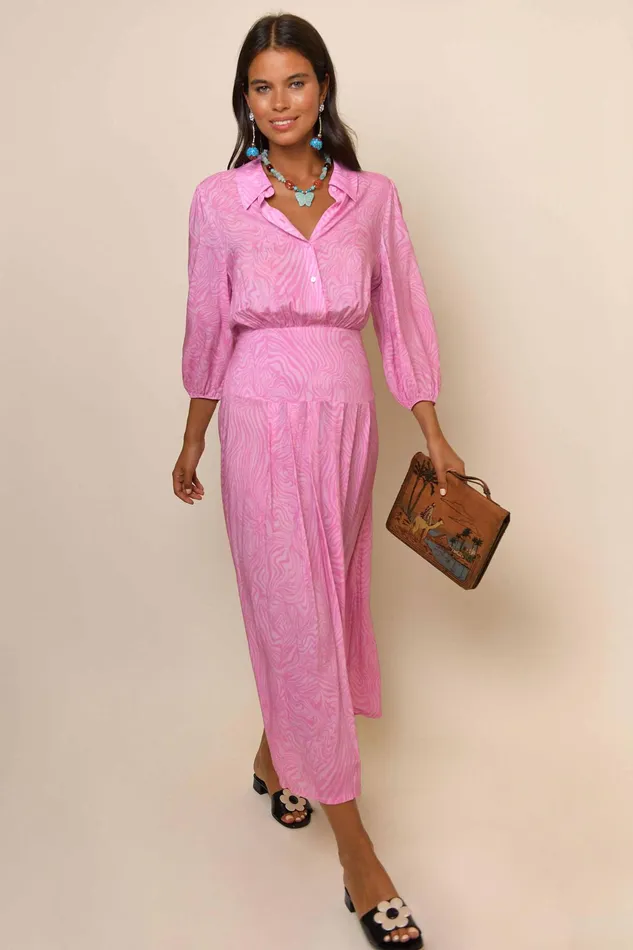 RIXO Dresses Izzy Pink Marble Zebra 8211 Women