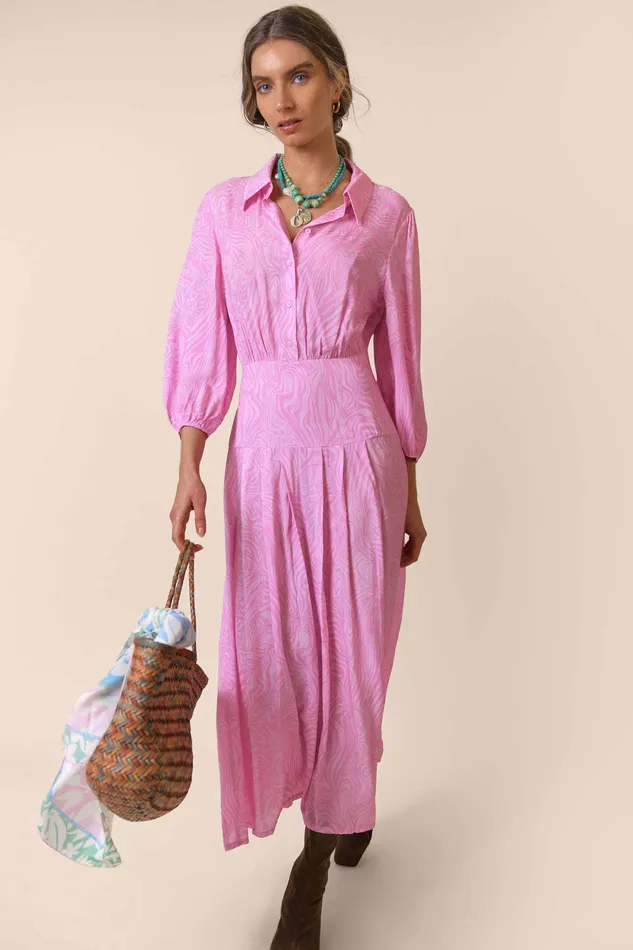 RIXO Dresses Izzy Pink Marble Zebra 8211 Women RIXO Dresses Izzy Pink Marble Zebra 8211 Women