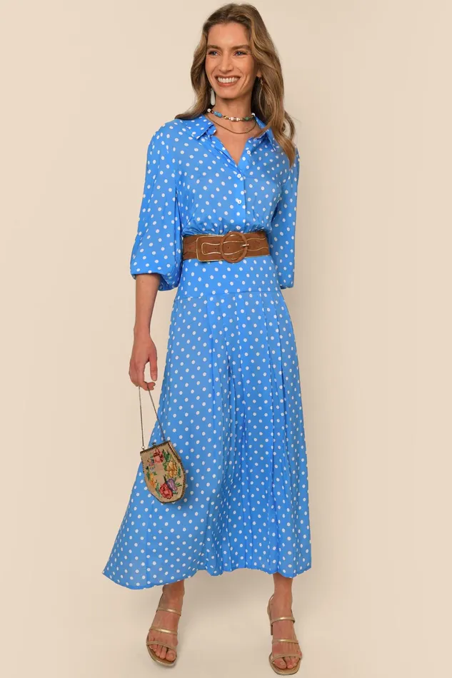 RIXO Dresses Izzy Polka Dot Blue 8211 Women