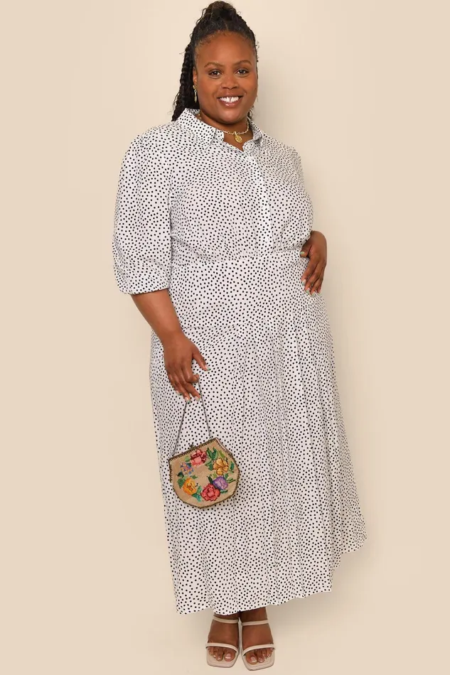 RIXO Dresses Izzy White Mini Polka Dots 8211 Women