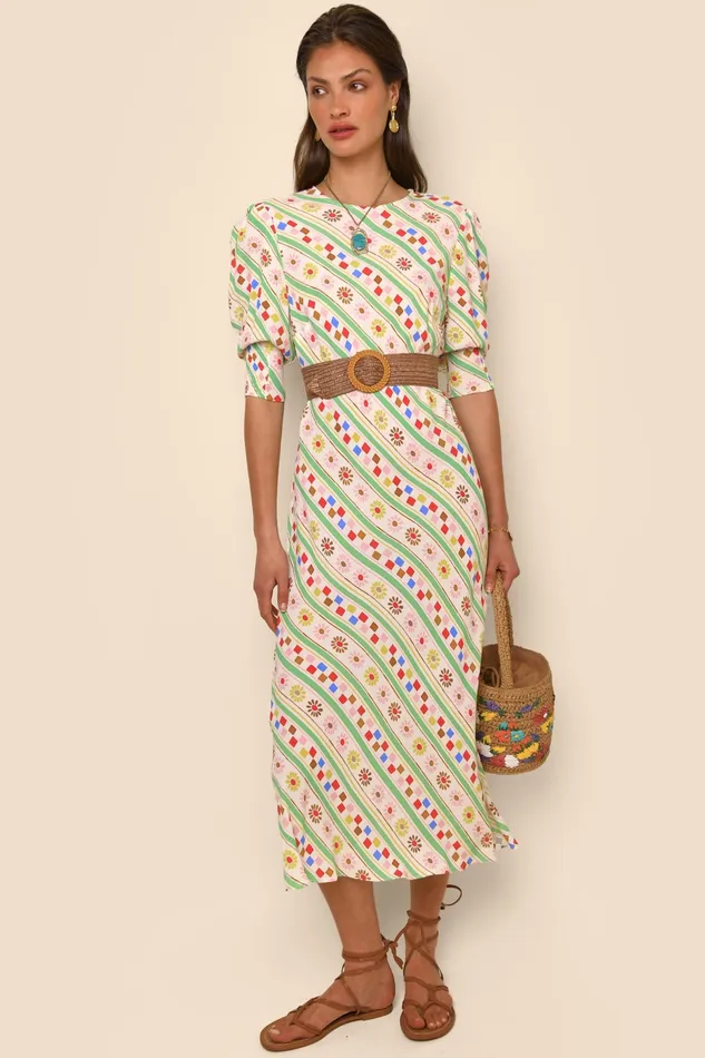 RIXO Dresses Jess Cream Retro Stripe 8211 Women RIXO Dresses Jess Cream Retro Stripe 8211 Women