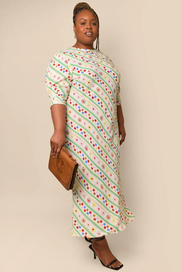 RIXO Dresses Jess Cream Retro Stripe 8211 Women RIXO Dresses Jess Cream Retro Stripe 8211 Women