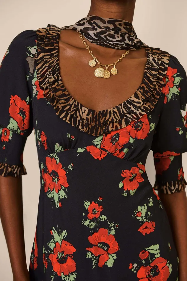 RIXO Dresses Juliette Poppy Leopard Mix 8211 Women