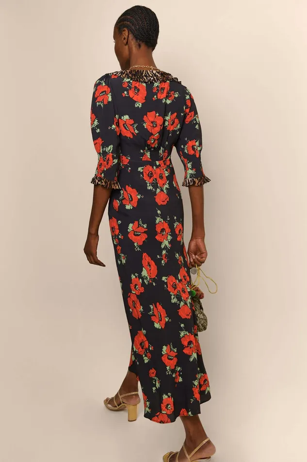 RIXO Dresses Juliette Poppy Leopard Mix 8211 Women