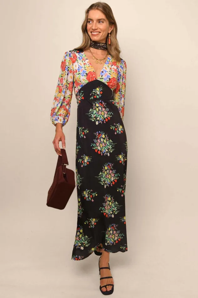 RIXO Dresses Kaila Black Vintage Bunch Mix 8211 Women