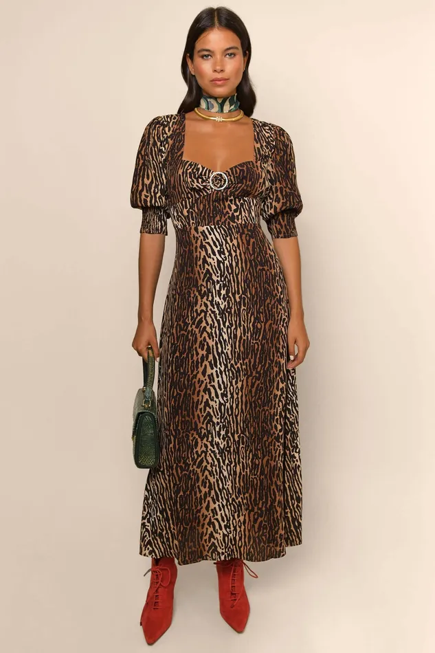 RIXO Dresses Karen Bohemia Leopard 8211 Women