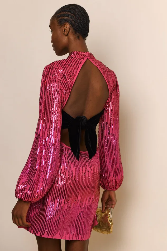 RIXO Dresses Lara Hot Pink Sequin 8211 Women RIXO Dresses Lara Hot Pink Sequin 8211 Women