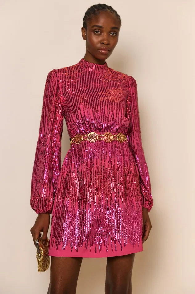 RIXO Dresses Lara Hot Pink Sequin 8211 Women RIXO Dresses Lara Hot Pink Sequin 8211 Women