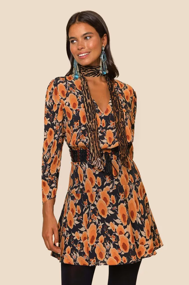 RIXO Dresses Lilian Sienna Starlet Floral Leopard Mix 8211 Women