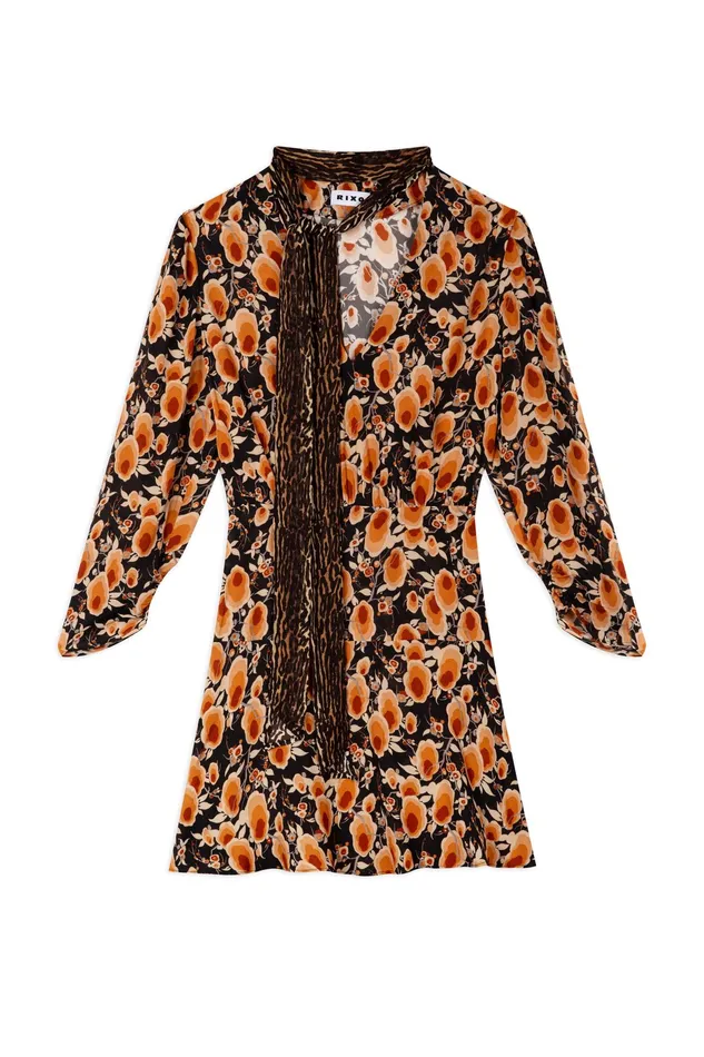 RIXO Dresses Lilian Sienna Starlet Floral Leopard Mix 8211 Women RIXO Dresses Lilian Sienna Starlet Floral Leopard Mix 8211 Women