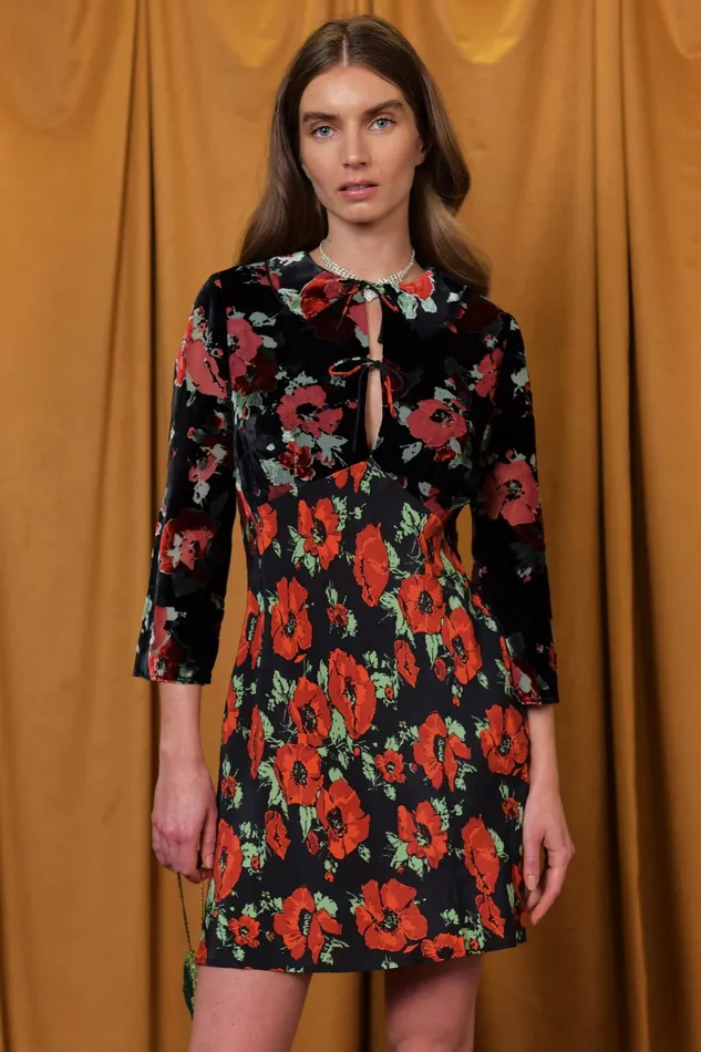 RIXO Dresses Malibu Black Poppy Burnout Mix 8211 Women