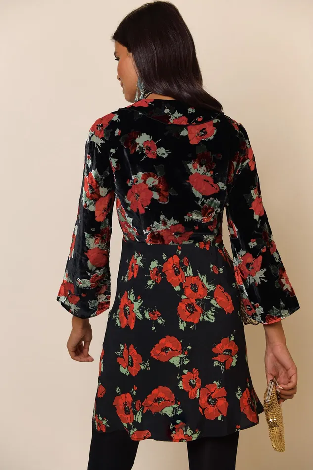 RIXO Dresses Malibu Black Poppy Burnout Mix 8211 Women