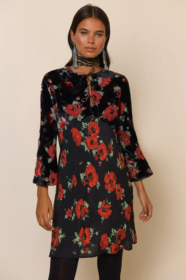 RIXO Dresses Malibu Black Poppy Burnout Mix 8211 Women