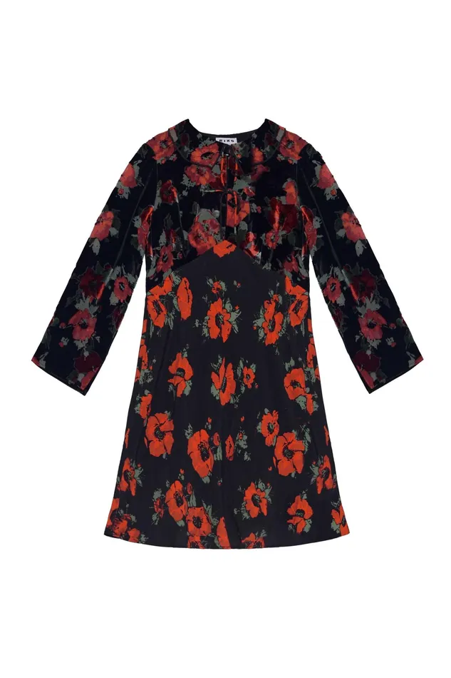 RIXO Dresses Malibu Black Poppy Burnout Mix 8211 Women