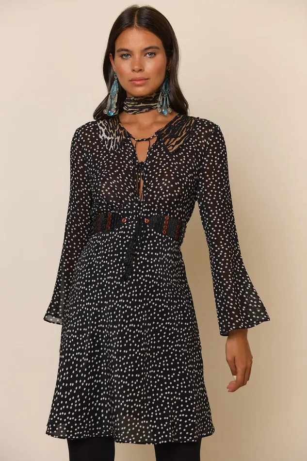 RIXO Dresses Malibu Bohemia Leopard Polka Mix 8211 Women