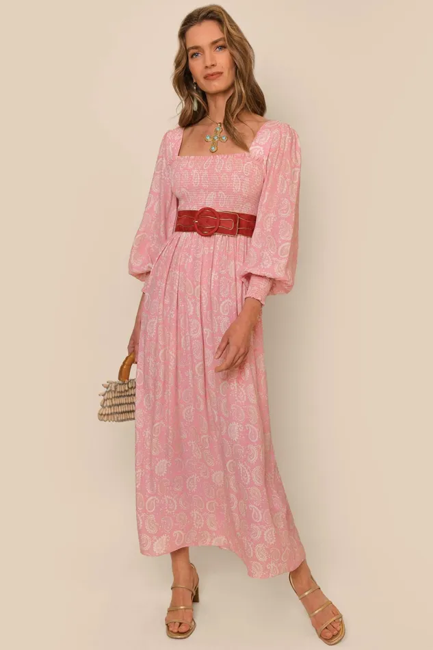 RIXO Dresses Marianne Paisley Stamp Pink 8211 Women