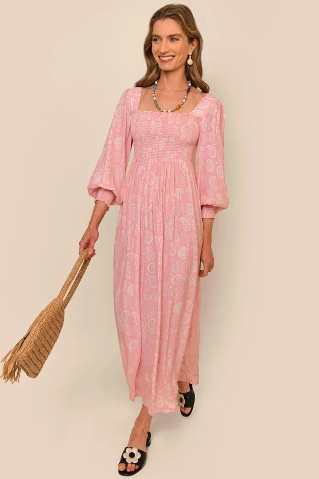 RIXO Dresses Marianne Paisley Stamp Pink 8211 Women RIXO Dresses Marianne Paisley Stamp Pink 8211 Women