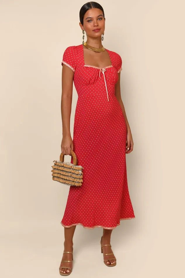 RIXO Dresses Marisa Spot Red 8211 Women