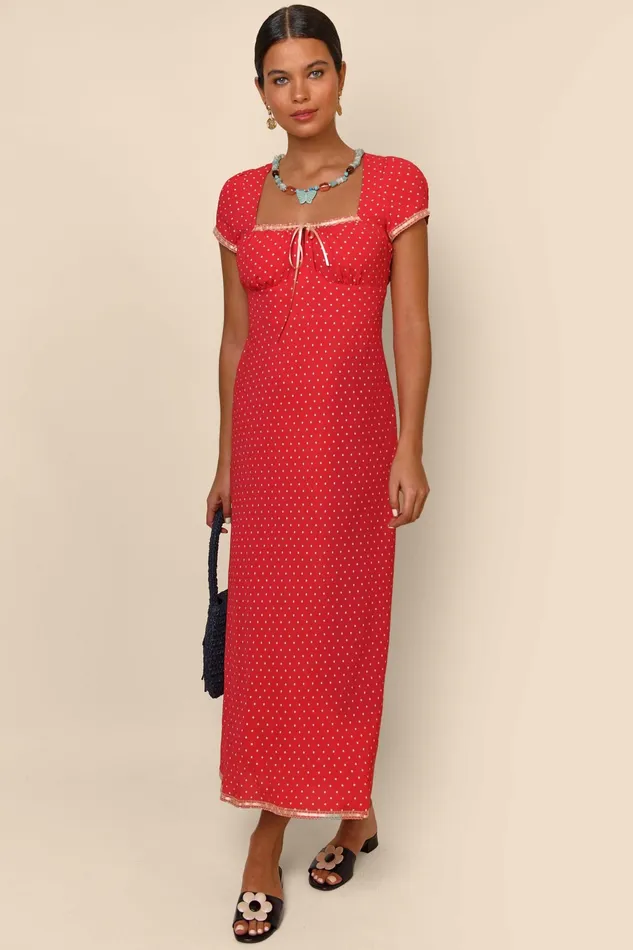 RIXO Dresses Marisa Spot Red 8211 Women RIXO Dresses Marisa Spot Red 8211 Women