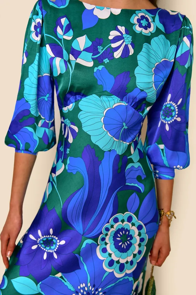 RIXO Dresses Marni Retro Floral Blue 8211 Women RIXO Dresses Marni Retro Floral Blue 8211 Women