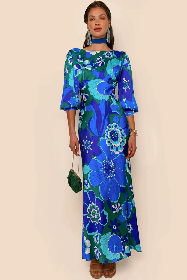 RIXO Dresses Marni Retro Floral Blue 8211 Women RIXO Dresses Marni Retro Floral Blue 8211 Women