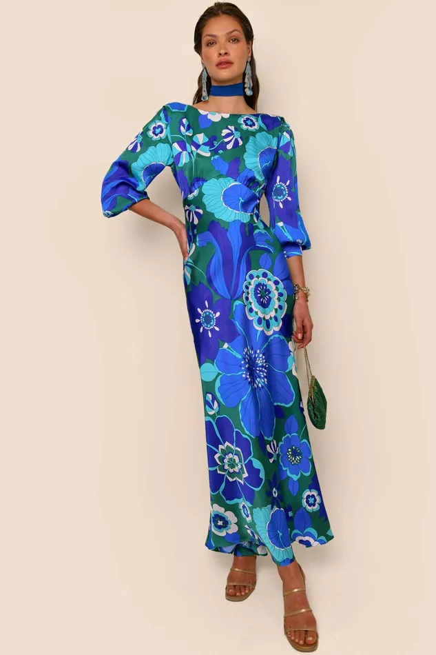 RIXO Dresses Marni Retro Floral Blue 8211 Women RIXO Dresses Marni Retro Floral Blue 8211 Women