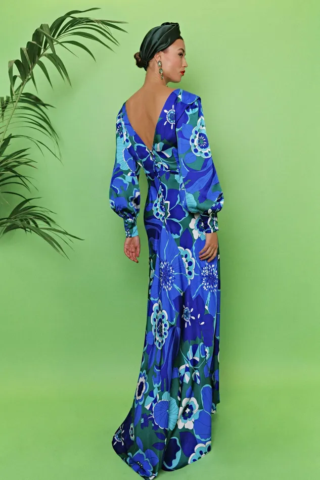 RIXO Dresses Marni Retro Floral Blue 8211 Women RIXO Dresses Marni Retro Floral Blue 8211 Women