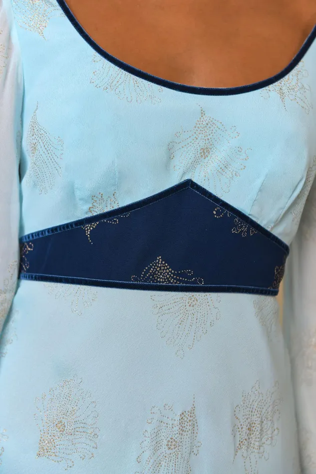 RIXO Dresses Mathilde Blue Glitter Feather Mix 8211 Women