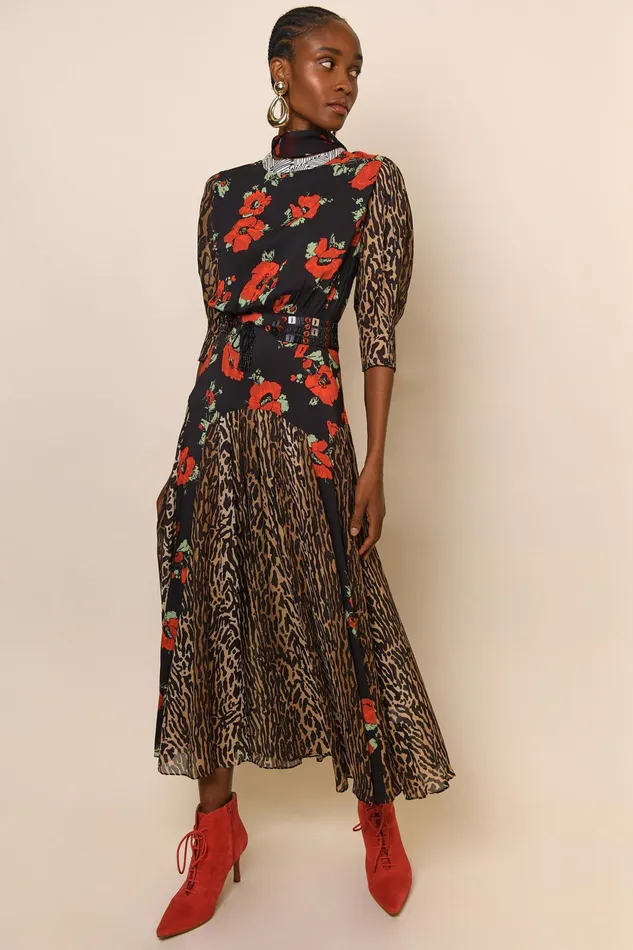 RIXO Dresses Meg Poppy Leopard Mix 8211 Women