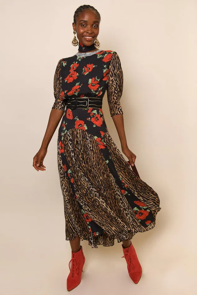 RIXO Dresses Meg Poppy Leopard Mix 8211 Women RIXO Dresses Meg Poppy Leopard Mix 8211 Women