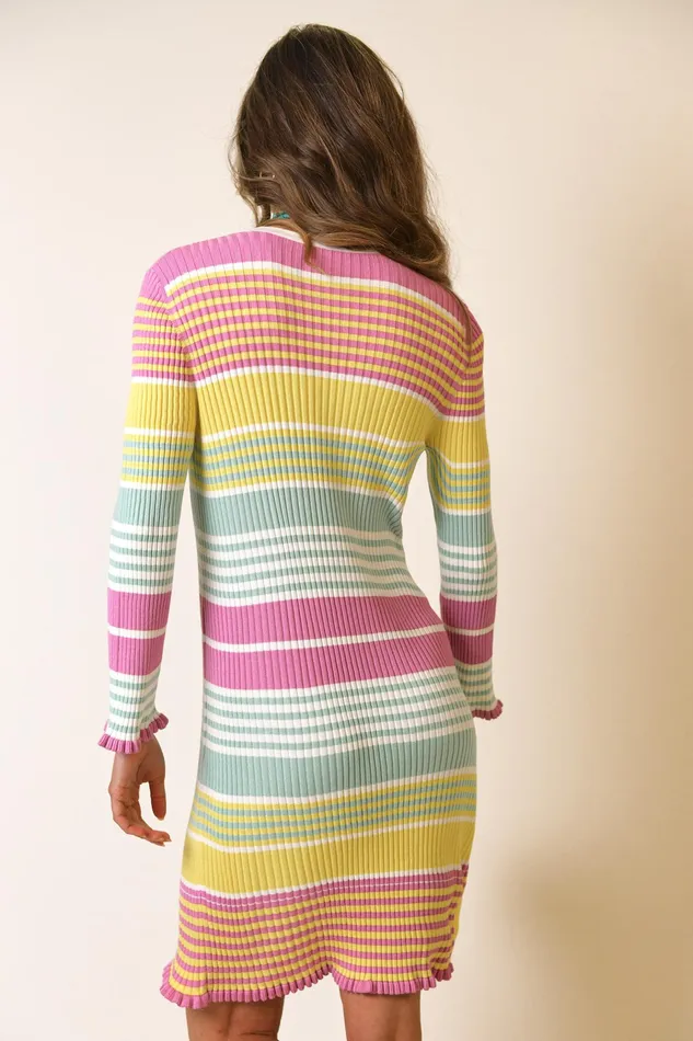 RIXO Dresses Milos Rainbow Stripe 8211 Women