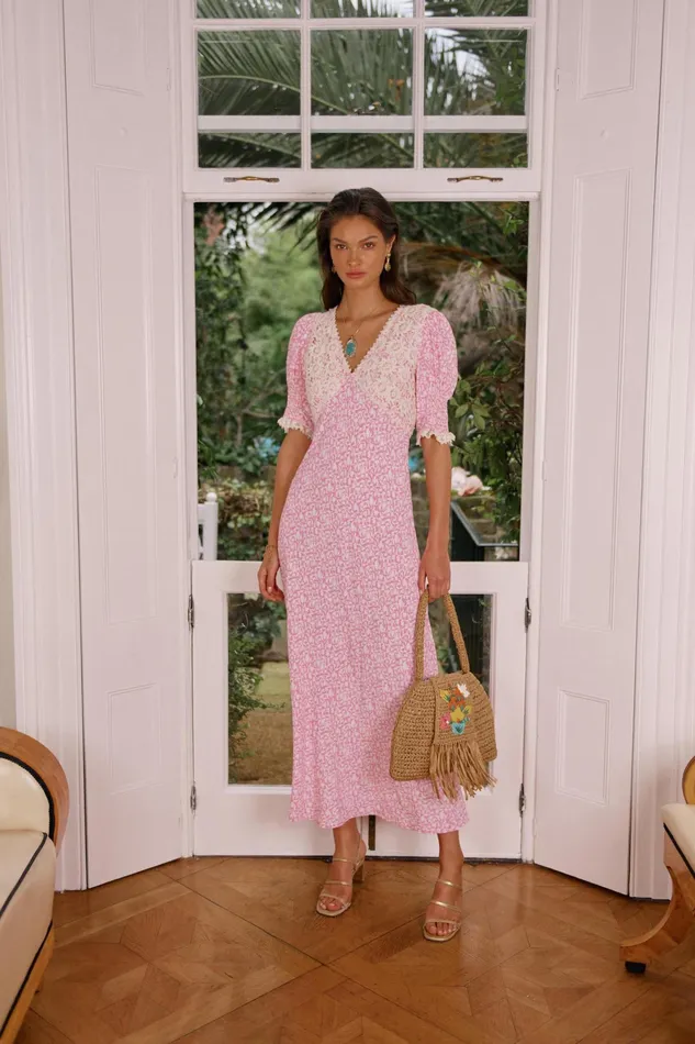 RIXO Dresses Olga Lily Trail Pink 8211 Women RIXO Dresses Olga Lily Trail Pink 8211 Women